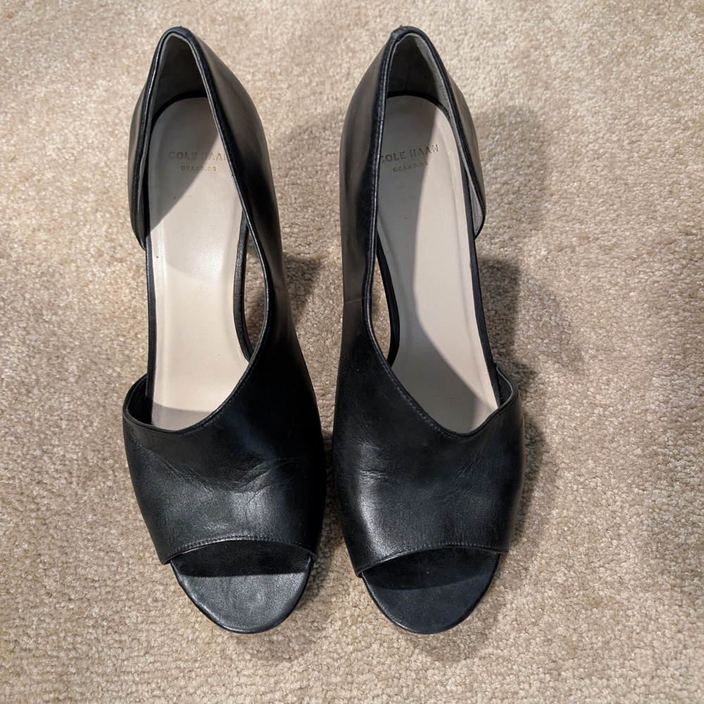 Cole Haan Black Women's Peep Toe Heels